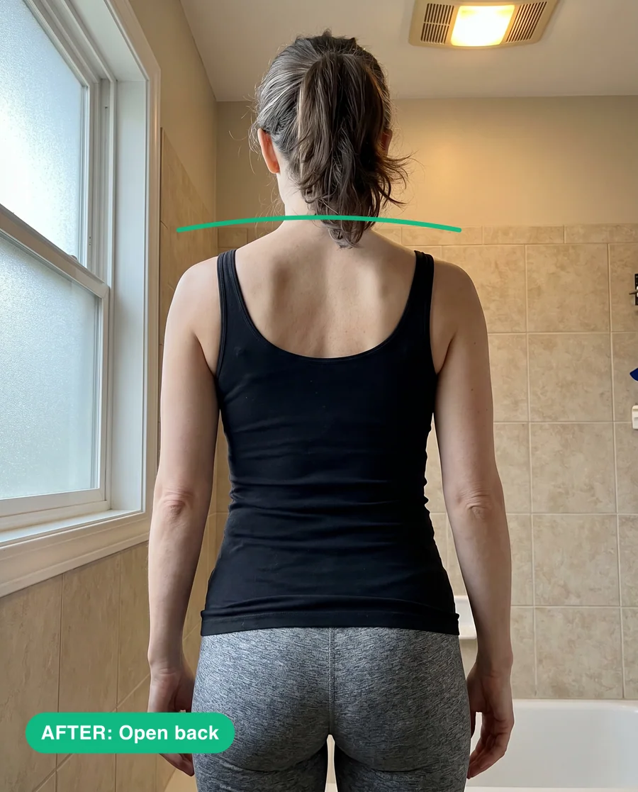After — open upper back, elongated neck