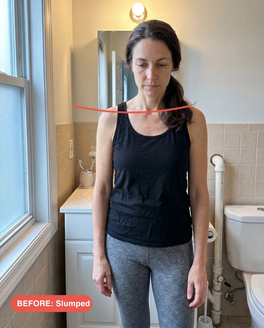 Before — slumped upper body